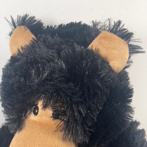 Amerll Black Soft Cuddly Sitting Bear with Plaid Scard Large Snout Plastic Eyes - Picture 4 of 13